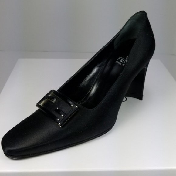 Fendi Shoes - Fendi Black Satin Pumps w/ Heels Out Style